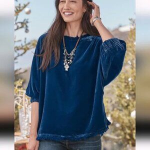Sundance Velvet Alannah Top size Petite L - XL Blue